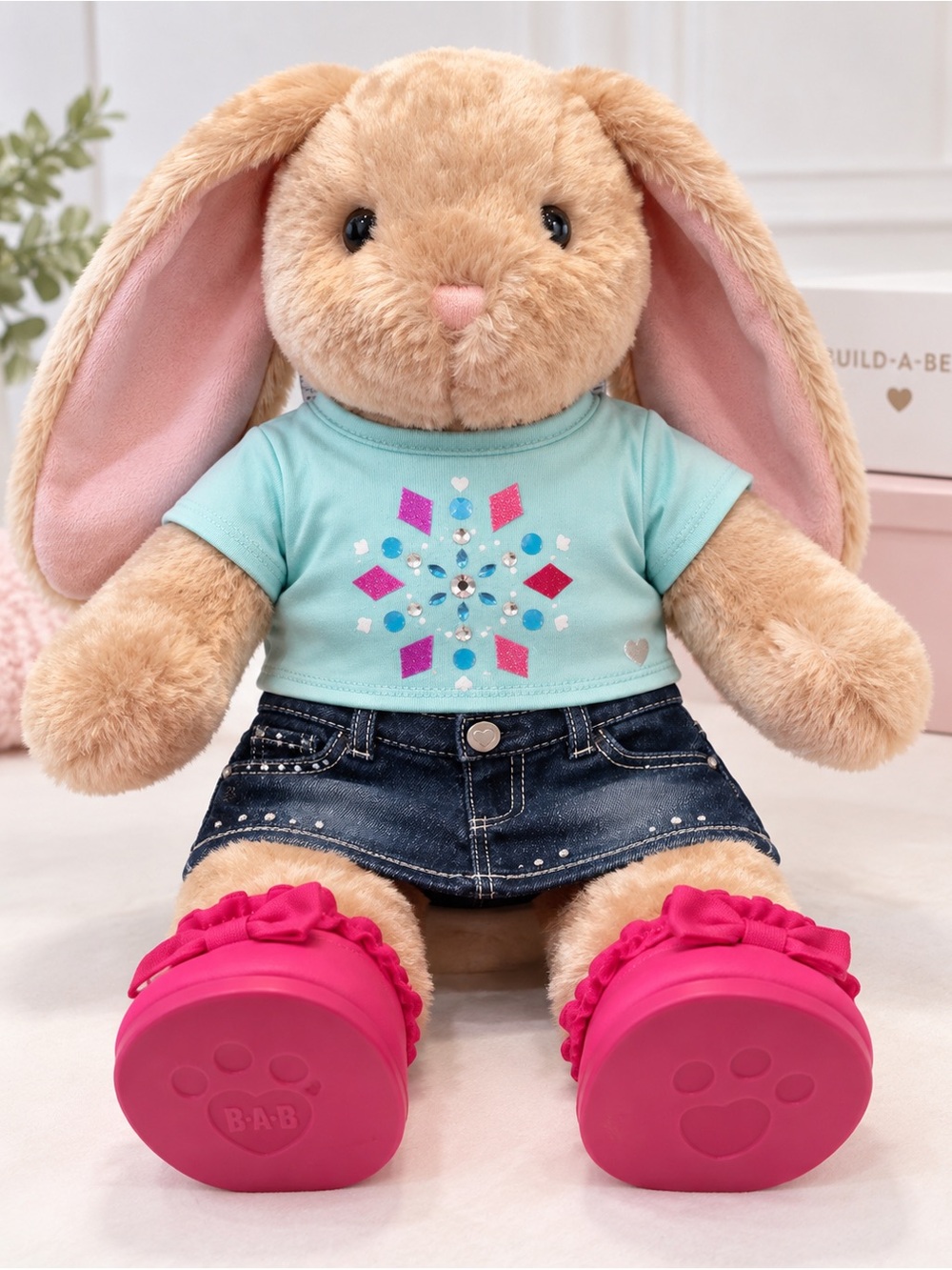 Build-A-Bear‎ Snowflake Crystal Top, Jean Skirt & Pink Shoes, Bunny NOT Included
